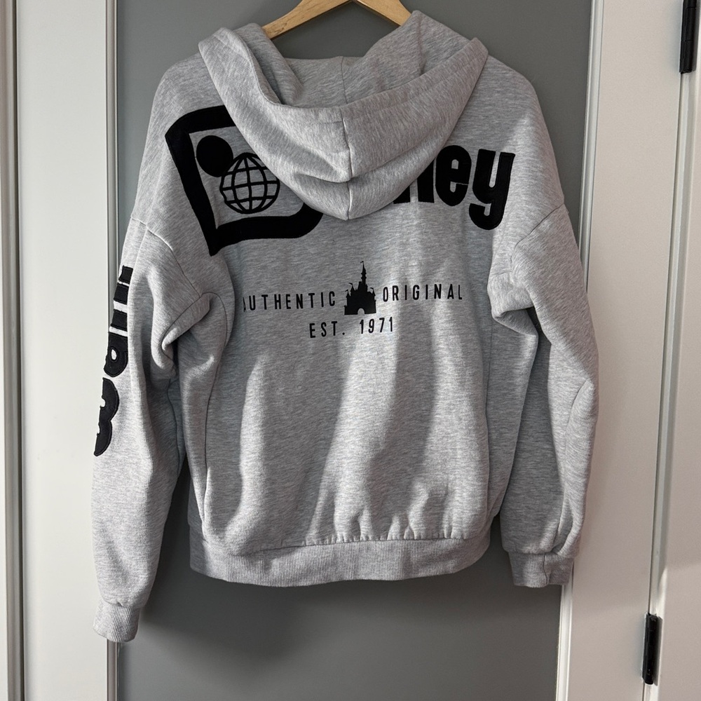 Disney Light Gray Zip Hoodie with Black Graphics - Picture 3 of 3